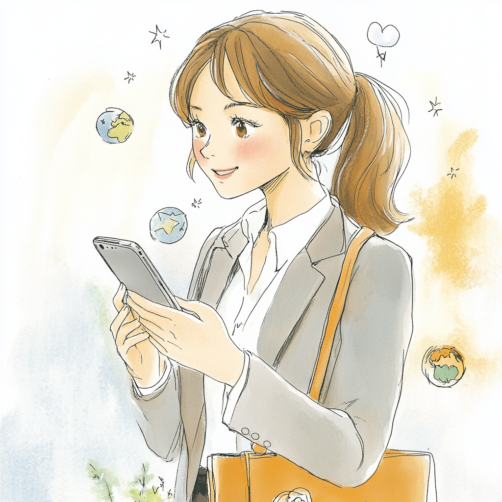 litensanna_an_illustration_of_a_business_woman_recieving_news_f_7f8956ca-97fc-4c39-aadc-8f3c1b78f069